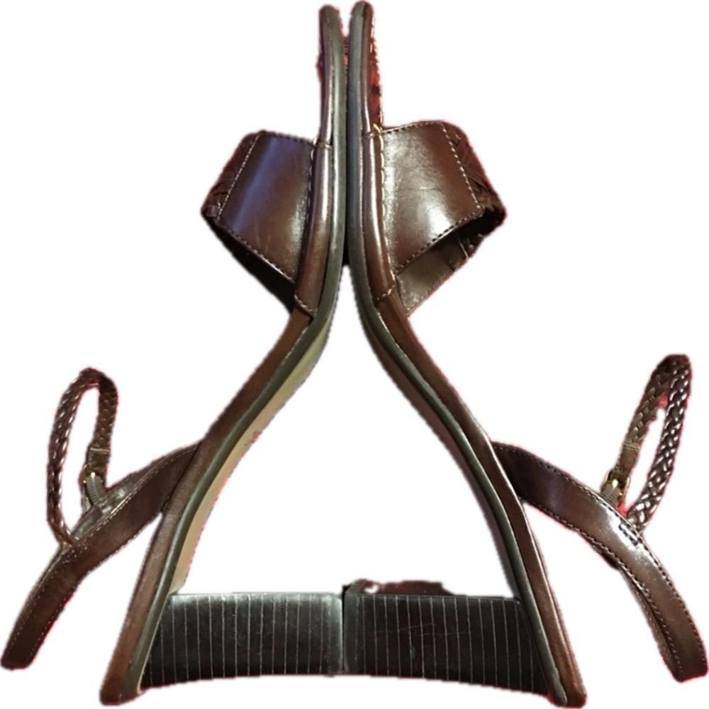 Glace’e Ace Braided Leather & Wooden Stacked Heels